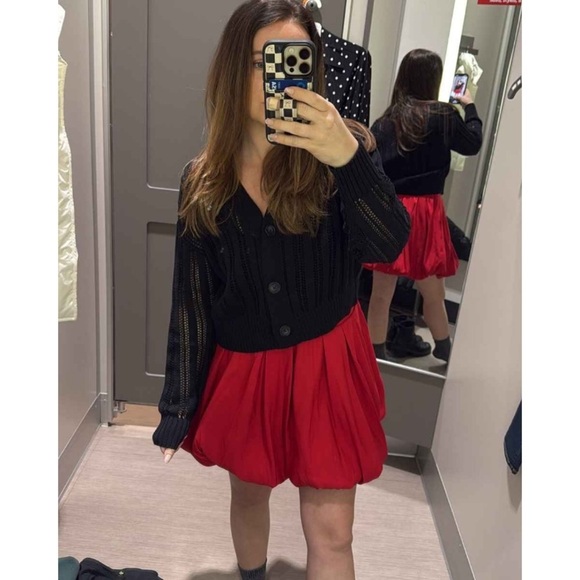 Women's Bubble Hem Mini Skirt - A New Day™ Red new - Picture 6 of 9